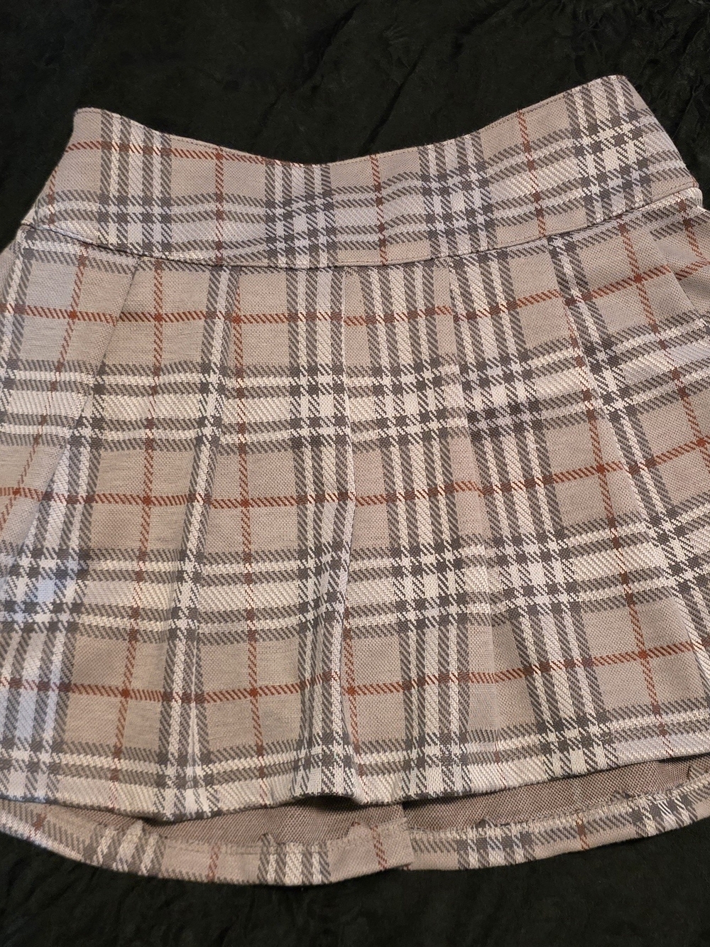 Plaid Pencil Skirt in Beige and Brown